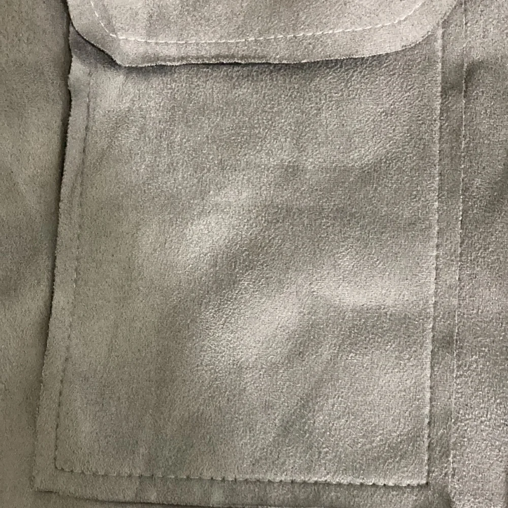 Zeagoo Cropped Faux Suede Open Front Raw Seams Jacket Size M New With Tag - Picture 11 of 11